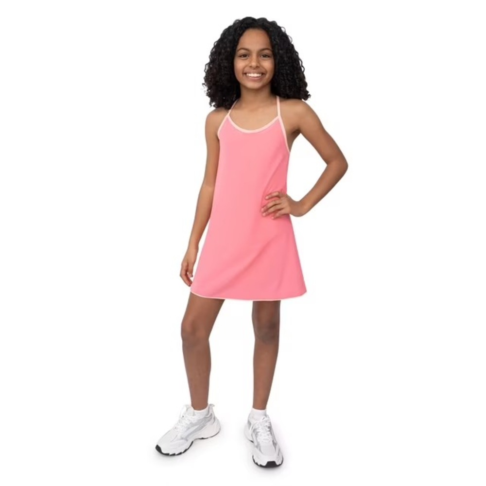 NWT Outdoor Voices Girls Exercise Dress Pink  L 10/12 Activewear Pocket Short